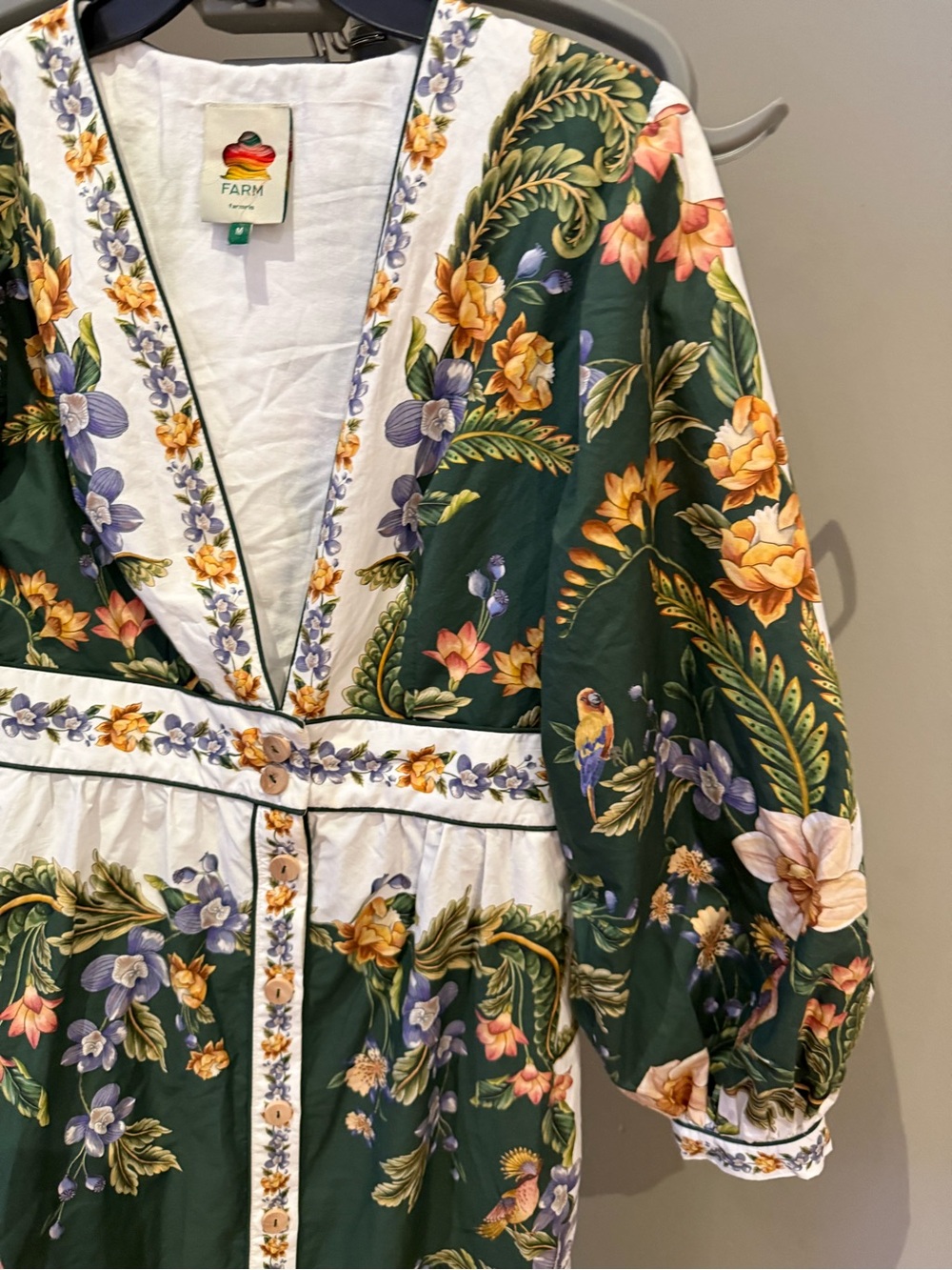 Farm Rio Nature green long sleeve floral Maxi dress - Picture 7 of 11